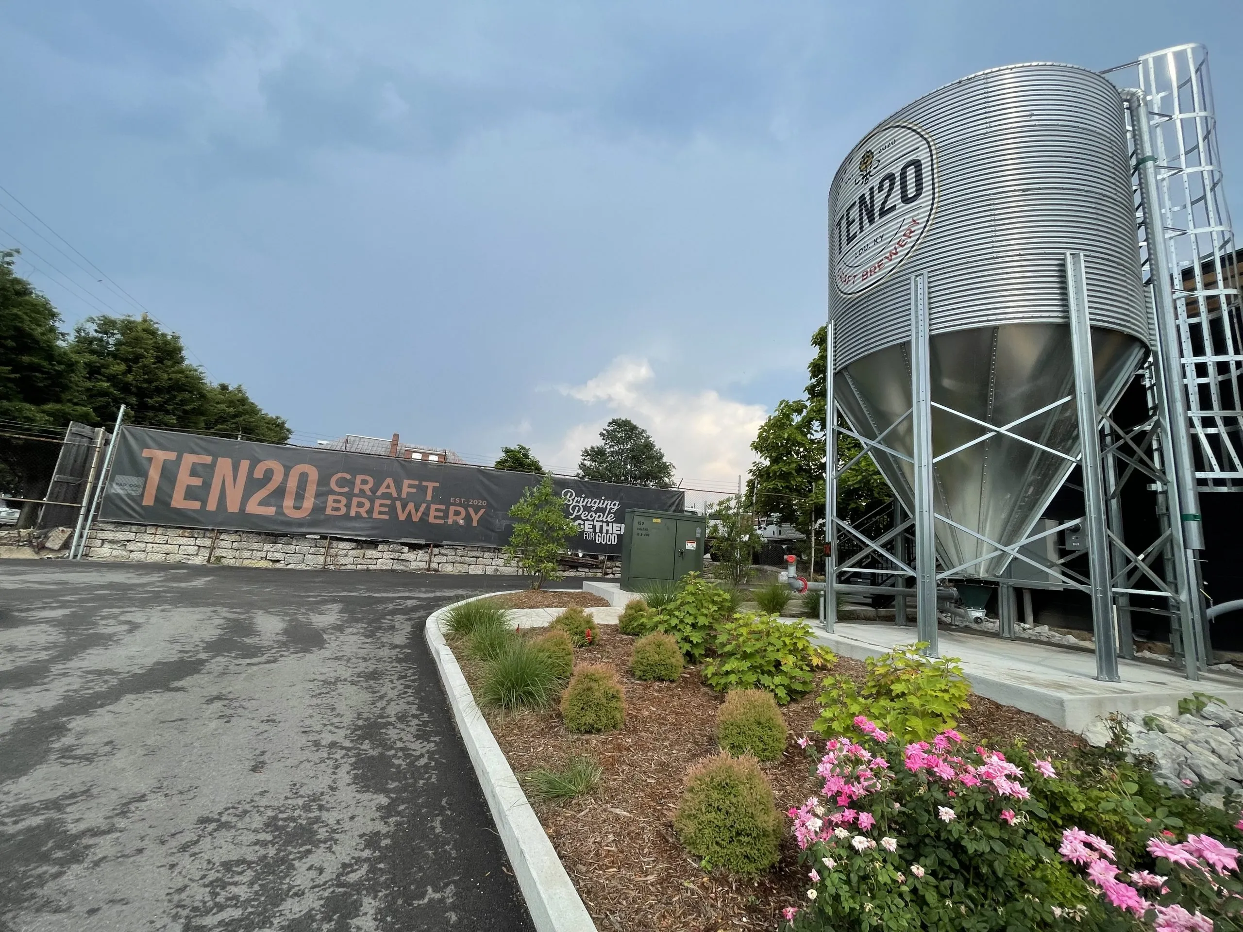 Ten20 brewery with the storm clouds in the background